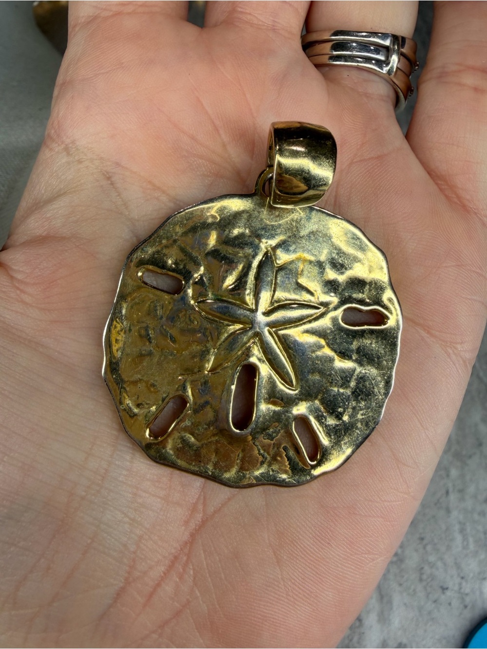 Sand Dollar Pendant And Vintage Clip Earrings Set Beach Jewelry Lot Gold Tone - Picture 3 of 4